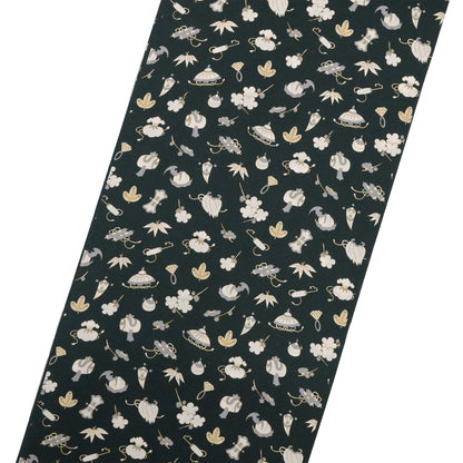 【撫松庵】楊柳洗える長襦袢「宝尽くし今様」黒