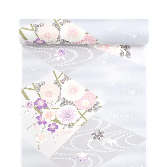 東レシルック 小紋「四季色紙」薄グレー 【袷・単衣用】