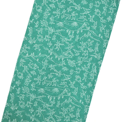 【東レ爽竹】スリーシーズン 長襦袢　「鳥獣戯画」 グリーン