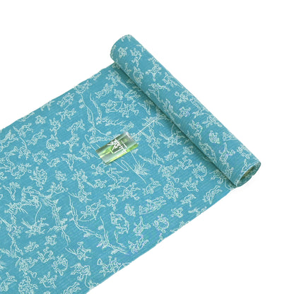 【東レ爽竹】スリーシーズン 長襦袢　「鳥獣戯画」　ブルー