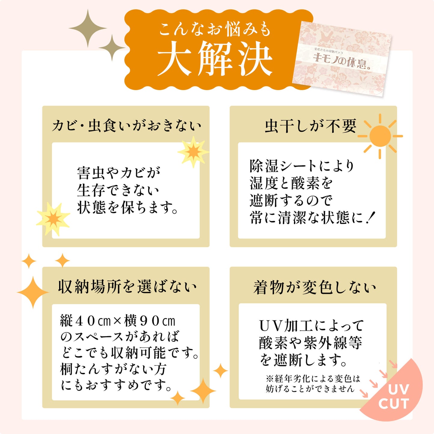 【安心きもの収納パック】キモノの休息 除湿シート付☆