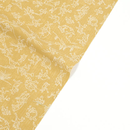 【東レ爽竹】スリーシーズン 長襦袢　「鳥獣戯画」　マスタード