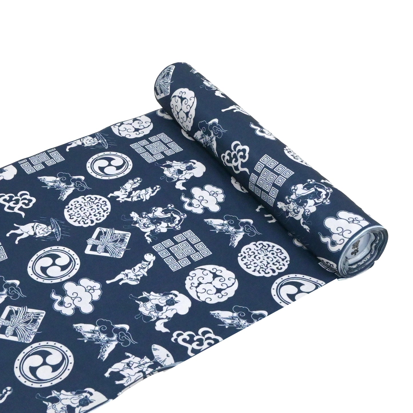 【撫松庵】楊柳洗える長襦袢 風神雷神猫Ⅱ 紺