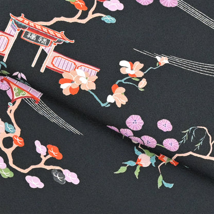 ☆美しいキモノ2025冬号79ｐ掲載☆東レシルック 小紋 ～kifkif～「古都」 漆黒 【袷・単衣用】