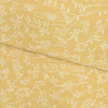 【東レ爽竹】スリーシーズン 長襦袢　「鳥獣戯画」　マスタード