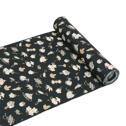 【撫松庵】楊柳洗える長襦袢「宝尽くし今様」黒