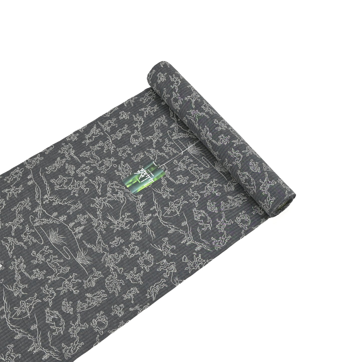 【東レ爽竹】スリーシーズン 長襦袢　「鳥獣戯画」　ブラック