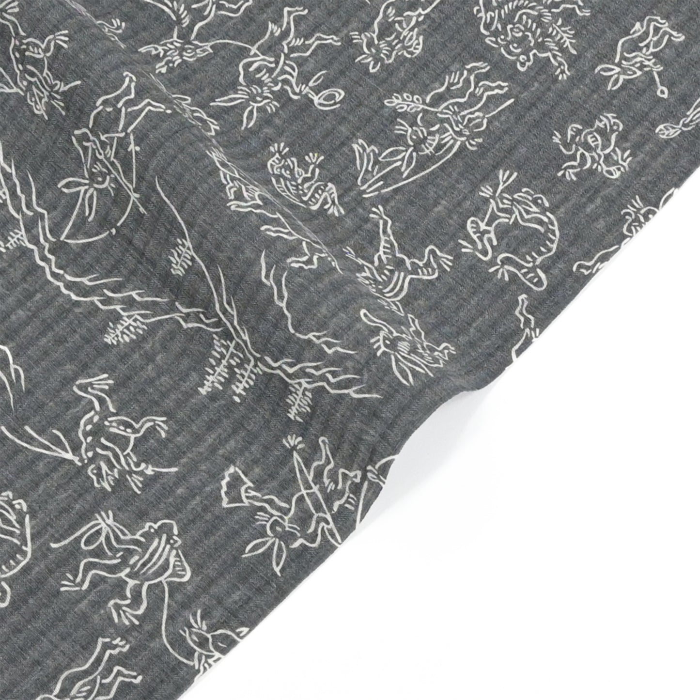 【東レ爽竹】スリーシーズン 長襦袢　「鳥獣戯画」　ブラック