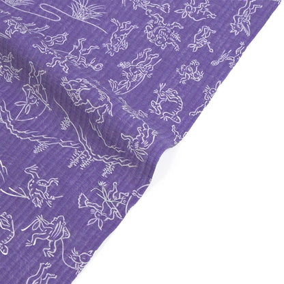 【東レ爽竹】スリーシーズン 長襦袢　「鳥獣戯画」　パープル
