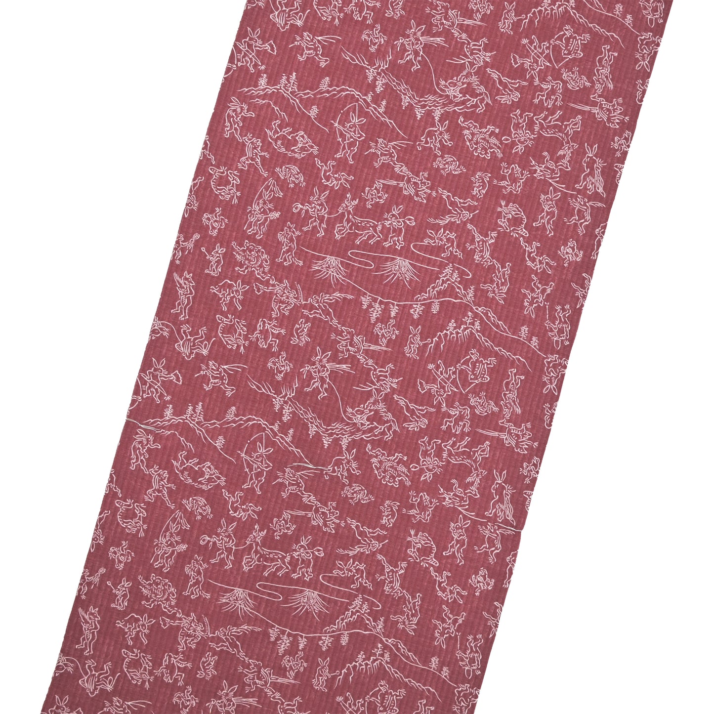 【東レ爽竹】スリーシーズン 長襦袢　「鳥獣戯画」　エンジ