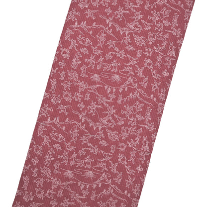 【東レ爽竹】スリーシーズン 長襦袢　「鳥獣戯画」　エンジ