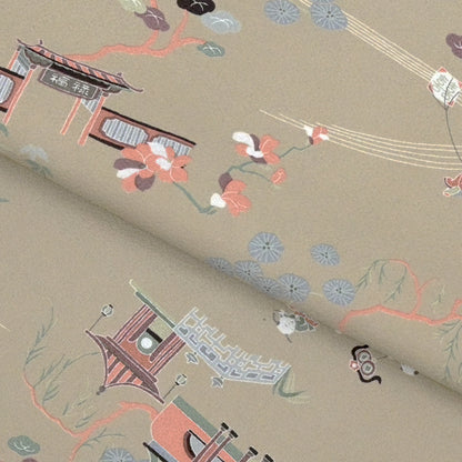 東レシルック 小紋 ～kifkif～「古都」 鶸茶 【袷・単衣用】