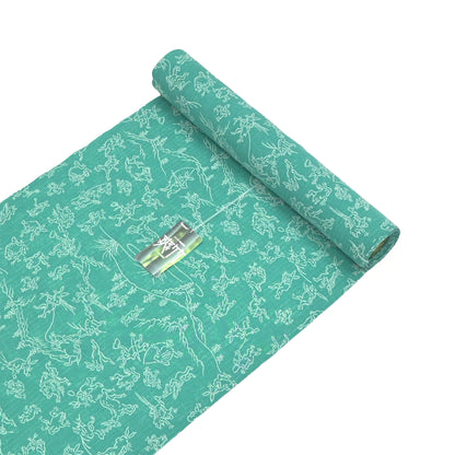 【東レ爽竹】スリーシーズン 長襦袢　「鳥獣戯画」 グリーン