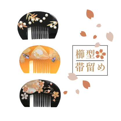 【花しおり】櫛型帯留め 南天 / さくら / うさぎ