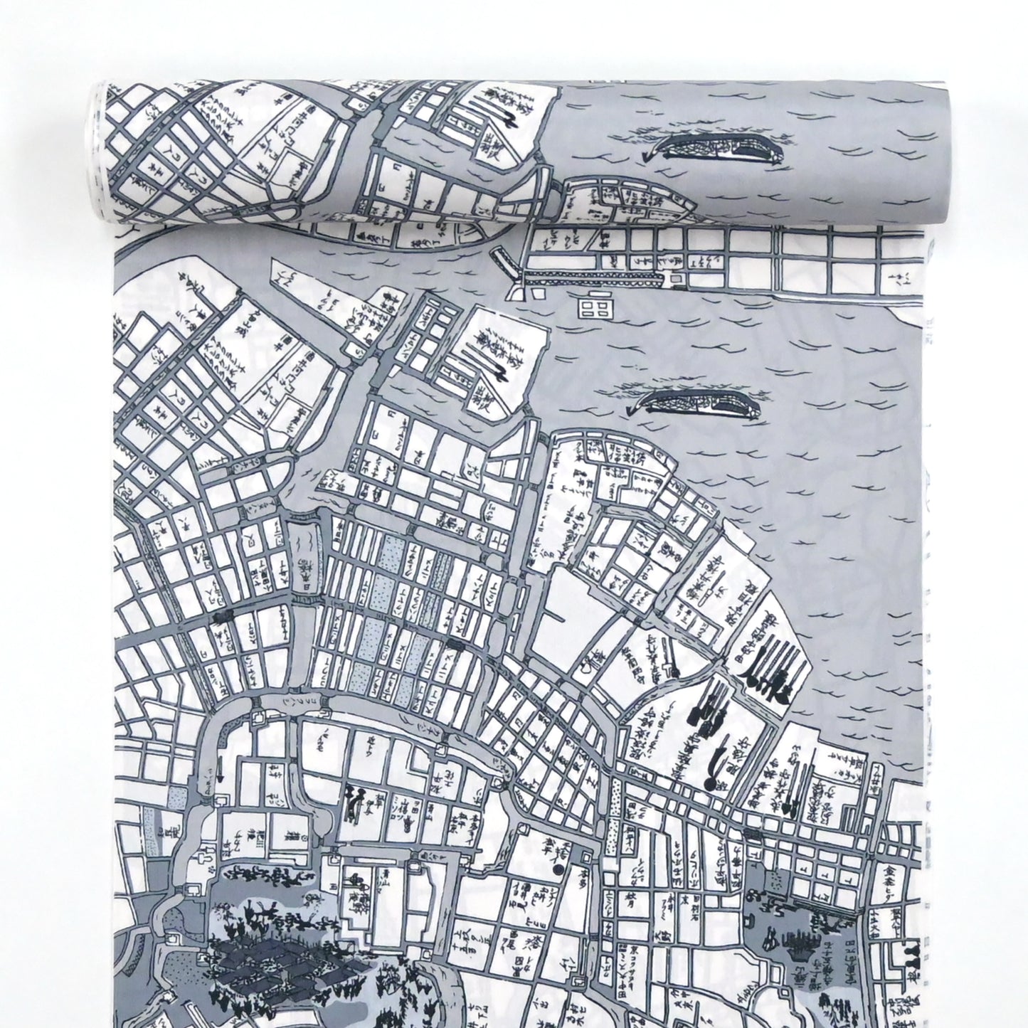 【撫松庵】洗える長襦袢「江戸地図」