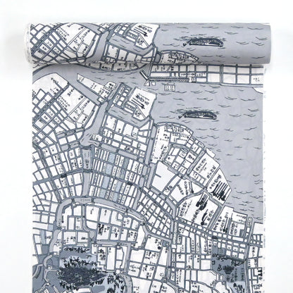 【撫松庵】洗える長襦袢「江戸地図」