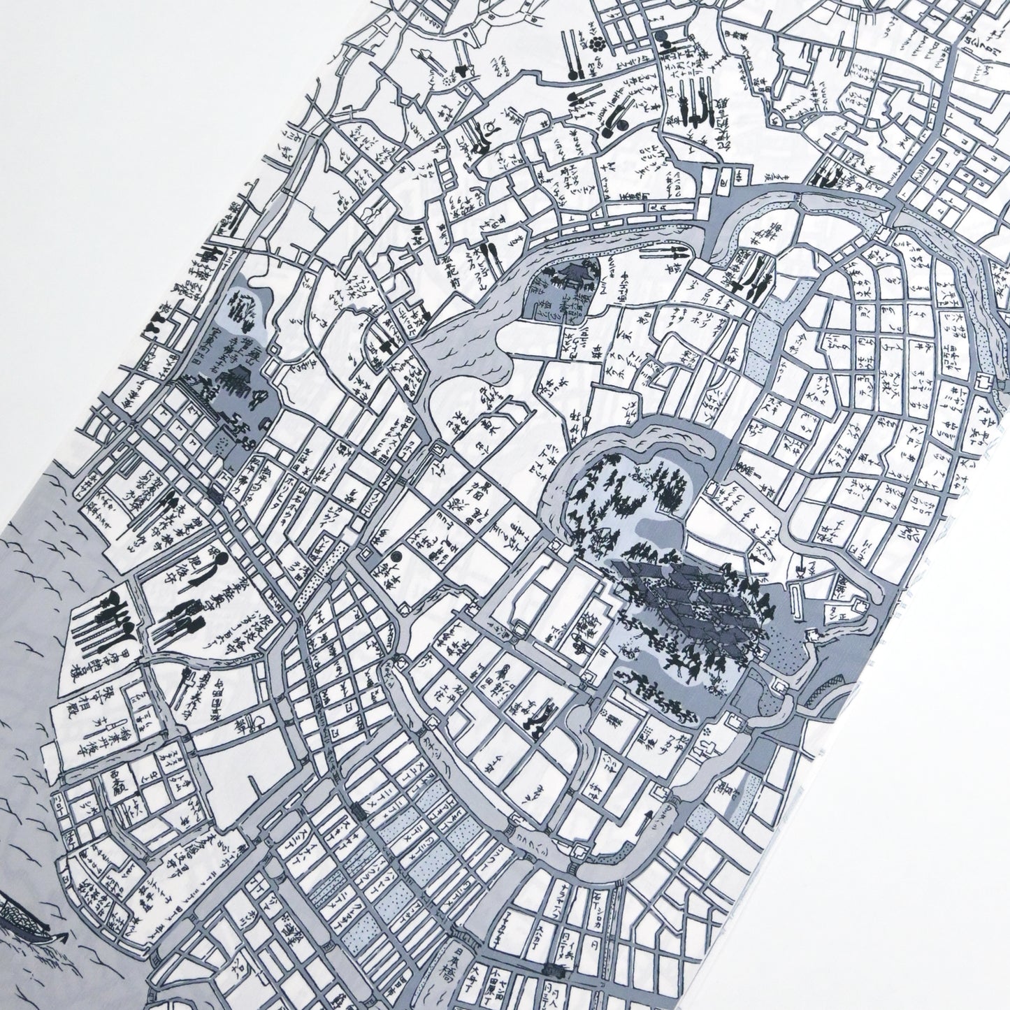 【撫松庵】洗える長襦袢「江戸地図」