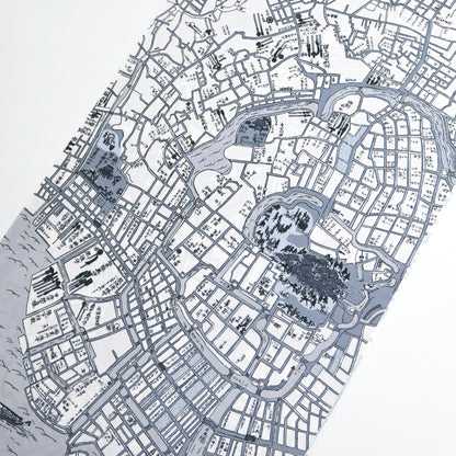 【撫松庵】洗える長襦袢「江戸地図」