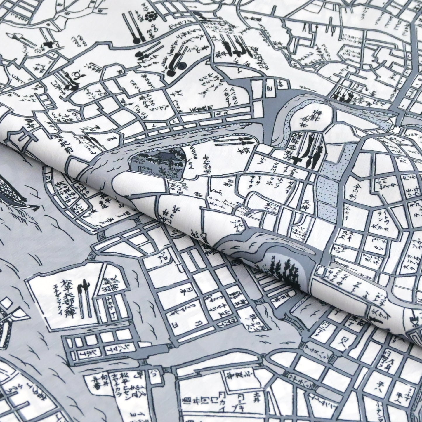 【撫松庵】洗える長襦袢「江戸地図」