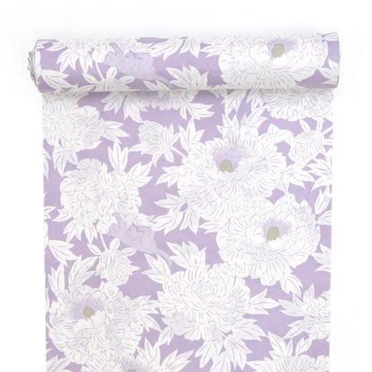 【撫松庵】楊柳洗える長襦袢「牡丹と猫」薄藤色