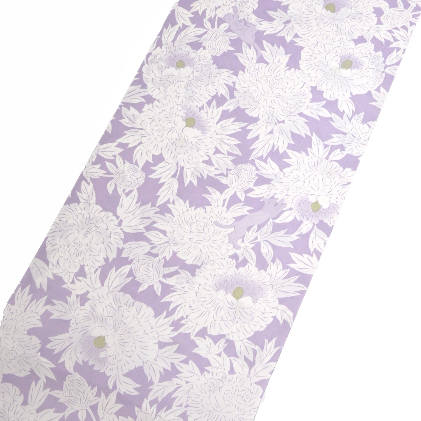 【撫松庵】楊柳洗える長襦袢「牡丹と猫」薄藤色