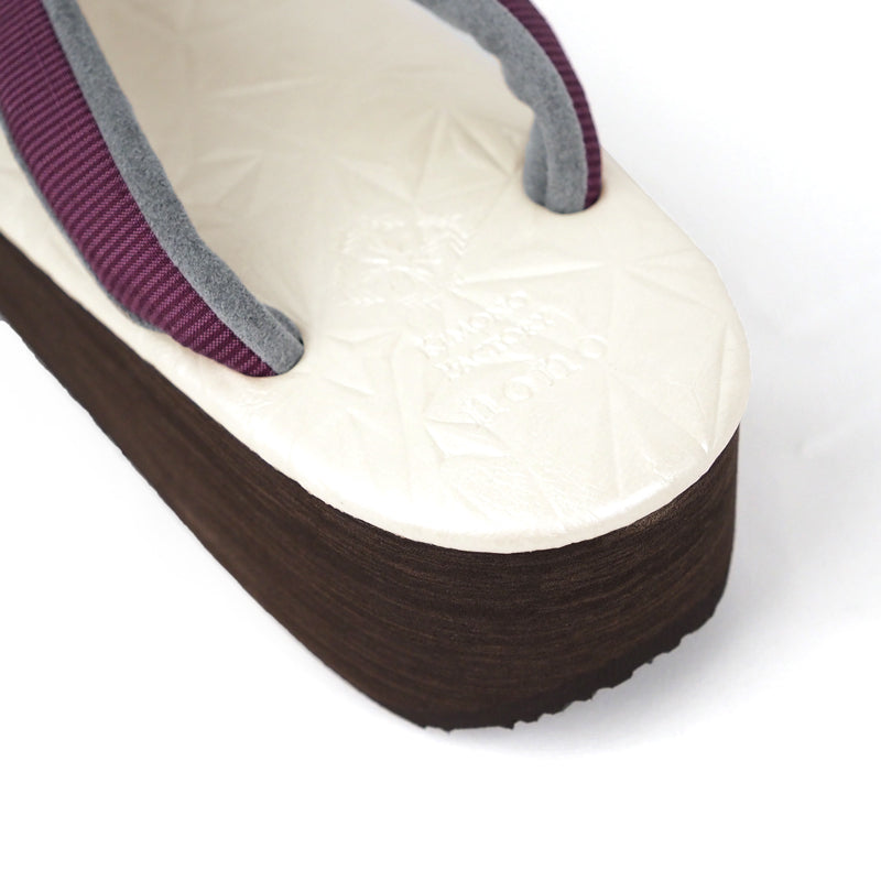 【Kimono-Factory-nono】菱屋カレンブロッソ 本場縞大島カフェ草履 スターダスト/オフホワイト H-26 #女性用