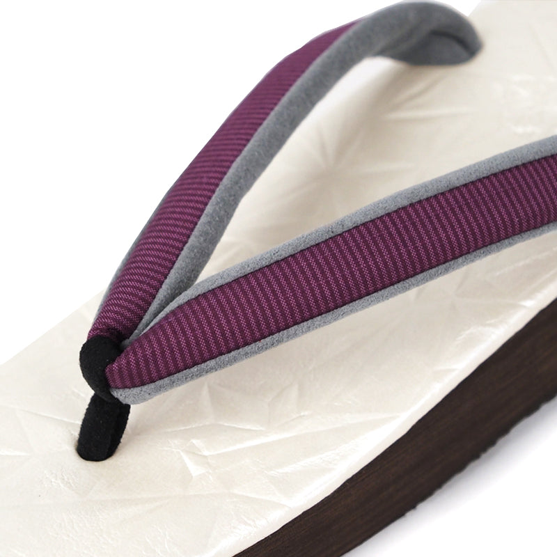 【Kimono-Factory-nono】菱屋カレンブロッソ 本場縞大島カフェ草履 スターダスト/オフホワイト H-26 #女性用