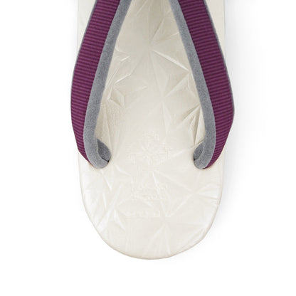 【Kimono-Factory-nono】菱屋カレンブロッソ 本場縞大島カフェ草履 スターダスト/オフホワイト H-26 #女性用