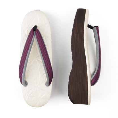 【Kimono-Factory-nono】菱屋カレンブロッソ 本場縞大島カフェ草履 スターダスト/オフホワイト H-26 #女性用