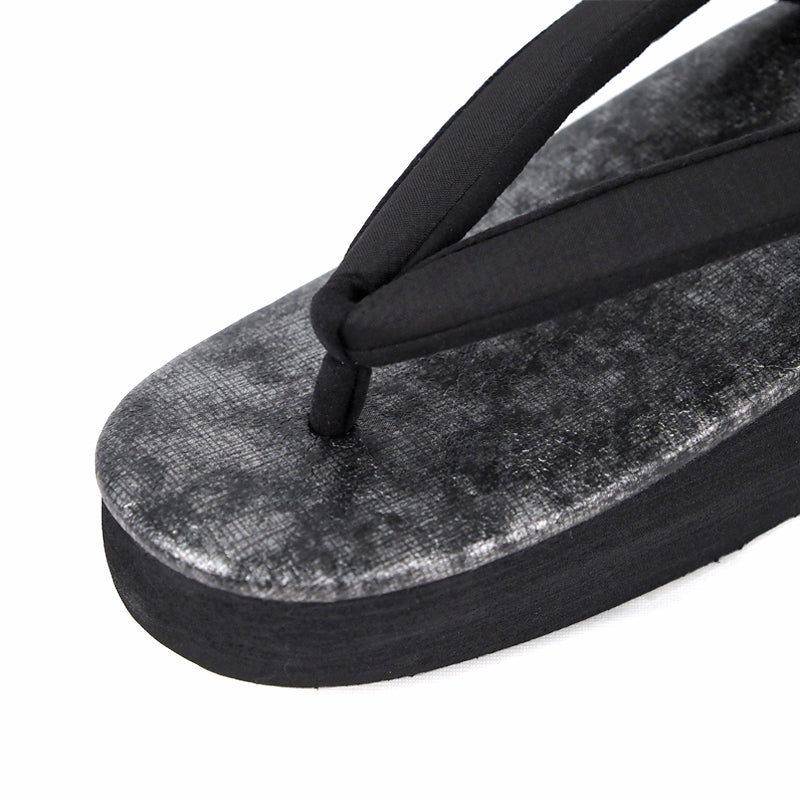 【Kimono-Factory-nono】菱屋カレンブロッソ 本場縞大島カフェ草履 銀霞 H-27 #女性用