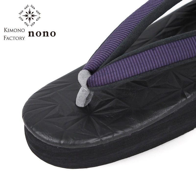 【Kimono-Factory-nono】菱屋カレンブロッソ 本場縞大島カフェ草履 スターダスト/ブラック H-28 #女性用