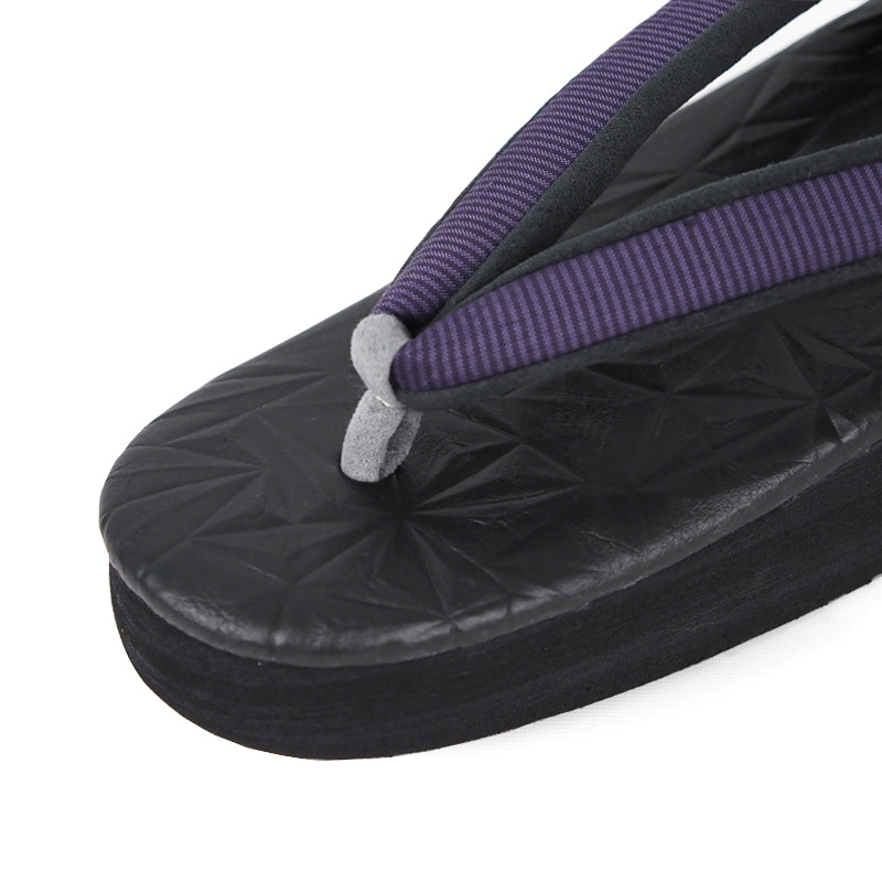 【Kimono-Factory-nono】菱屋カレンブロッソ 本場縞大島カフェ草履 スターダスト/ブラック H-28 #女性用