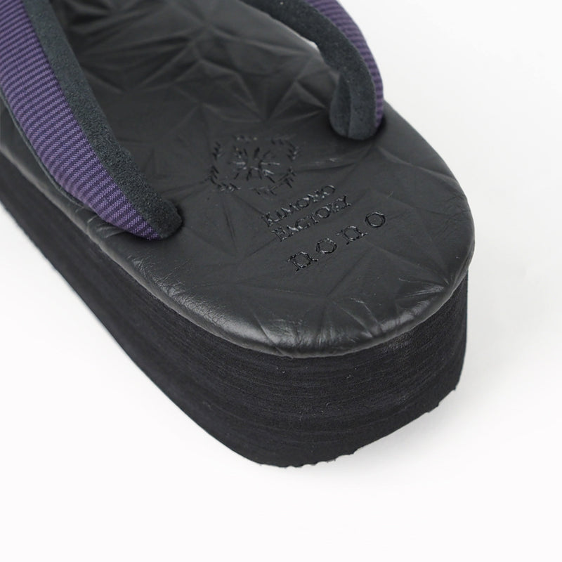 【Kimono-Factory-nono】菱屋カレンブロッソ 本場縞大島カフェ草履 スターダスト/ブラック H-28 #女性用