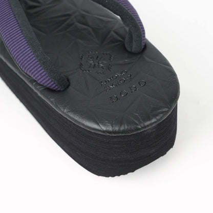 【Kimono-Factory-nono】菱屋カレンブロッソ 本場縞大島カフェ草履 スターダスト/ブラック H-28 #女性用