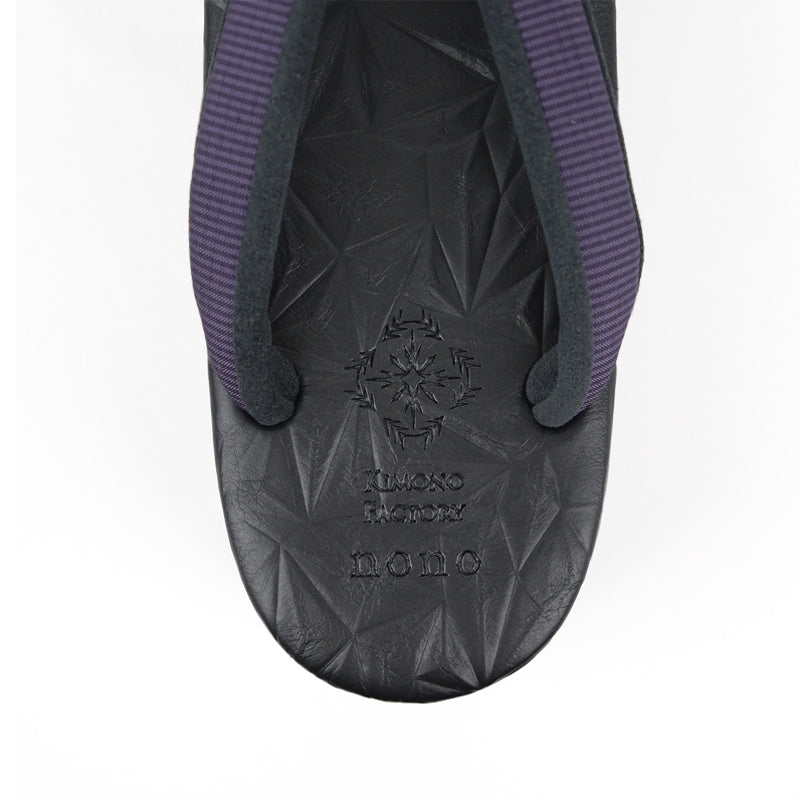 【Kimono-Factory-nono】菱屋カレンブロッソ 本場縞大島カフェ草履 スターダスト/ブラック H-28 #女性用