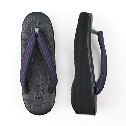 【Kimono-Factory-nono】菱屋カレンブロッソ 本場縞大島カフェ草履 スターダスト/ブラック H-28 #女性用