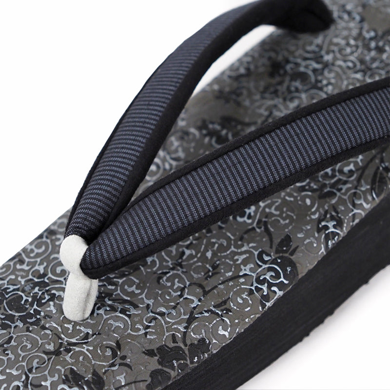 【Kimono-Factory-nono】菱屋カレンブロッソ 本場縞大島カフェ草履 唐草/グレー H-29 #女性用