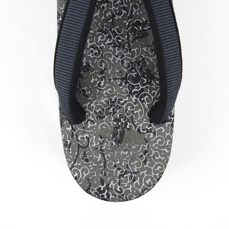 【Kimono-Factory-nono】菱屋カレンブロッソ 本場縞大島カフェ草履 唐草/グレー H-29 #女性用