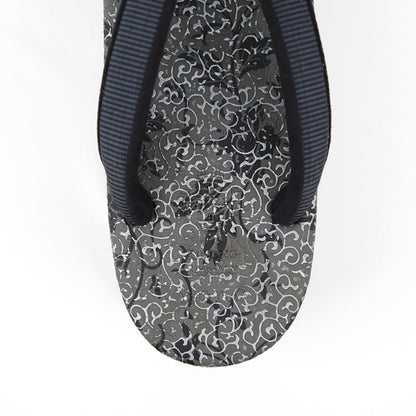 【Kimono-Factory-nono】菱屋カレンブロッソ 本場縞大島カフェ草履 唐草/グレー H-29 #女性用