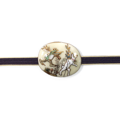 【七宝焼】帯留め -鳥獣戯画-