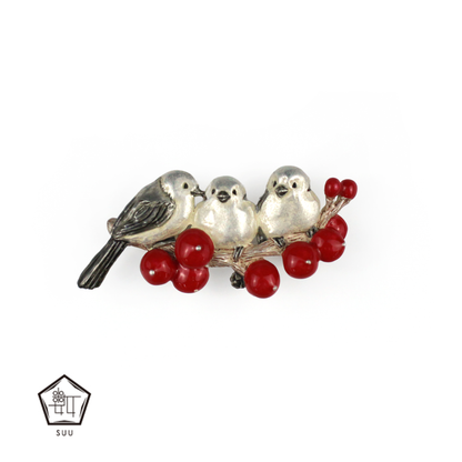 【数-SUU-】帯留め「シマエナガの枝」