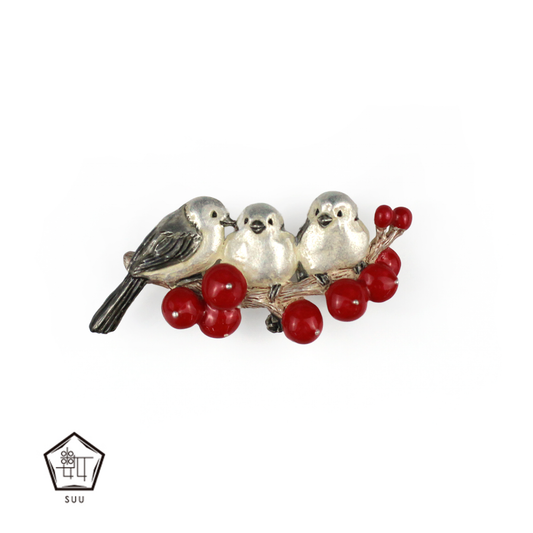 【数-SUU-】帯留め「シマエナガの枝」