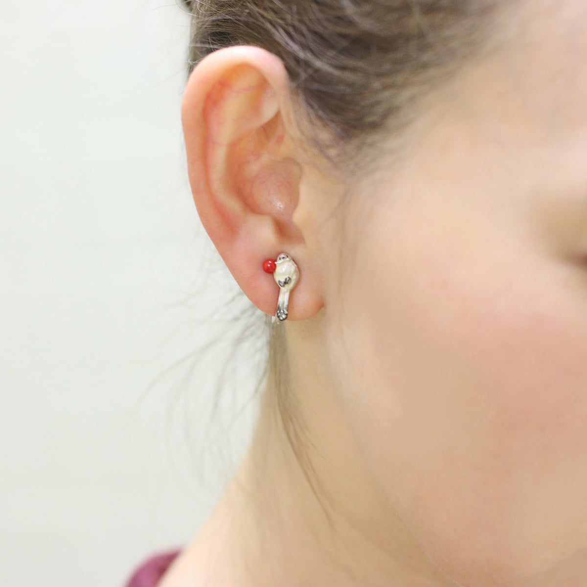 【Palnart Poc】イヤリング「シマエナガ / Shimaenaga」