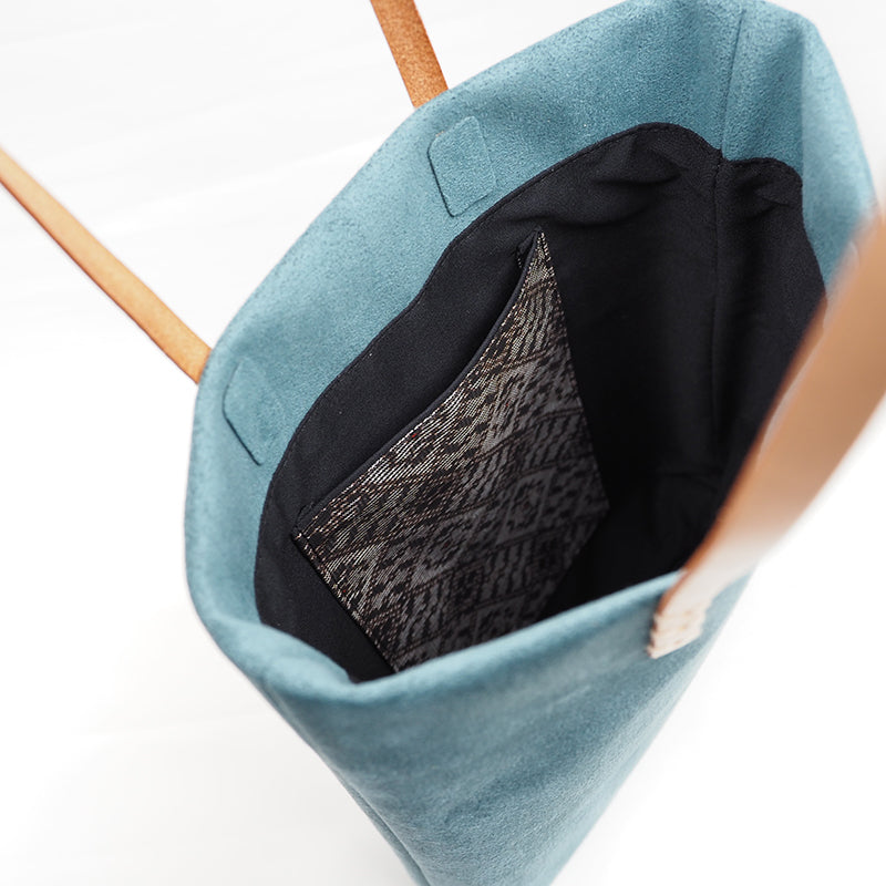 【Kimono-Factory-nono】大島紬ポケットの小さなスエードトートバッグ