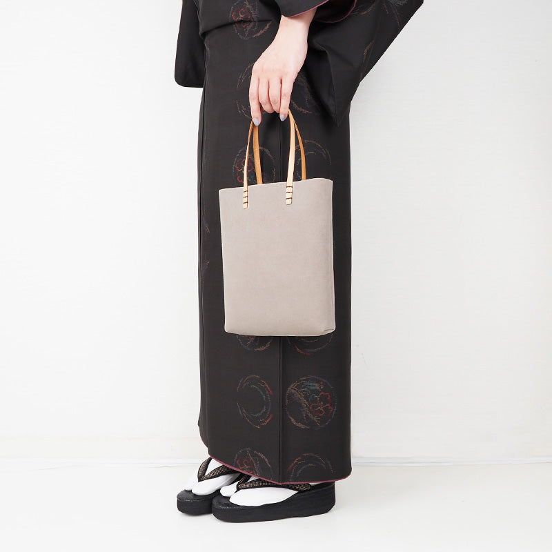 【Kimono-Factory-nono】大島紬ポケットの小さなスエードトートバッグ