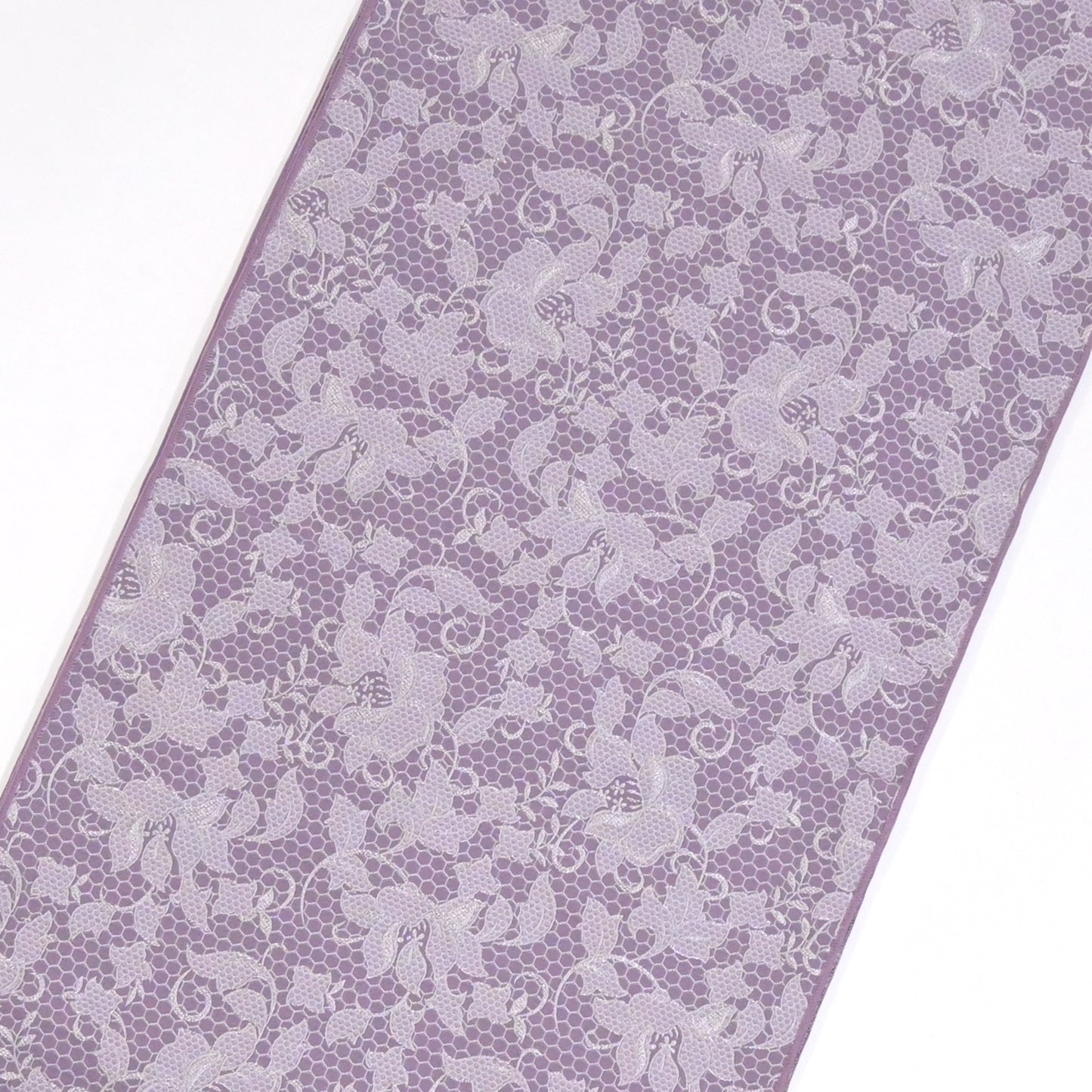 大人兵児帯 女性用 レース風フラワー パープル