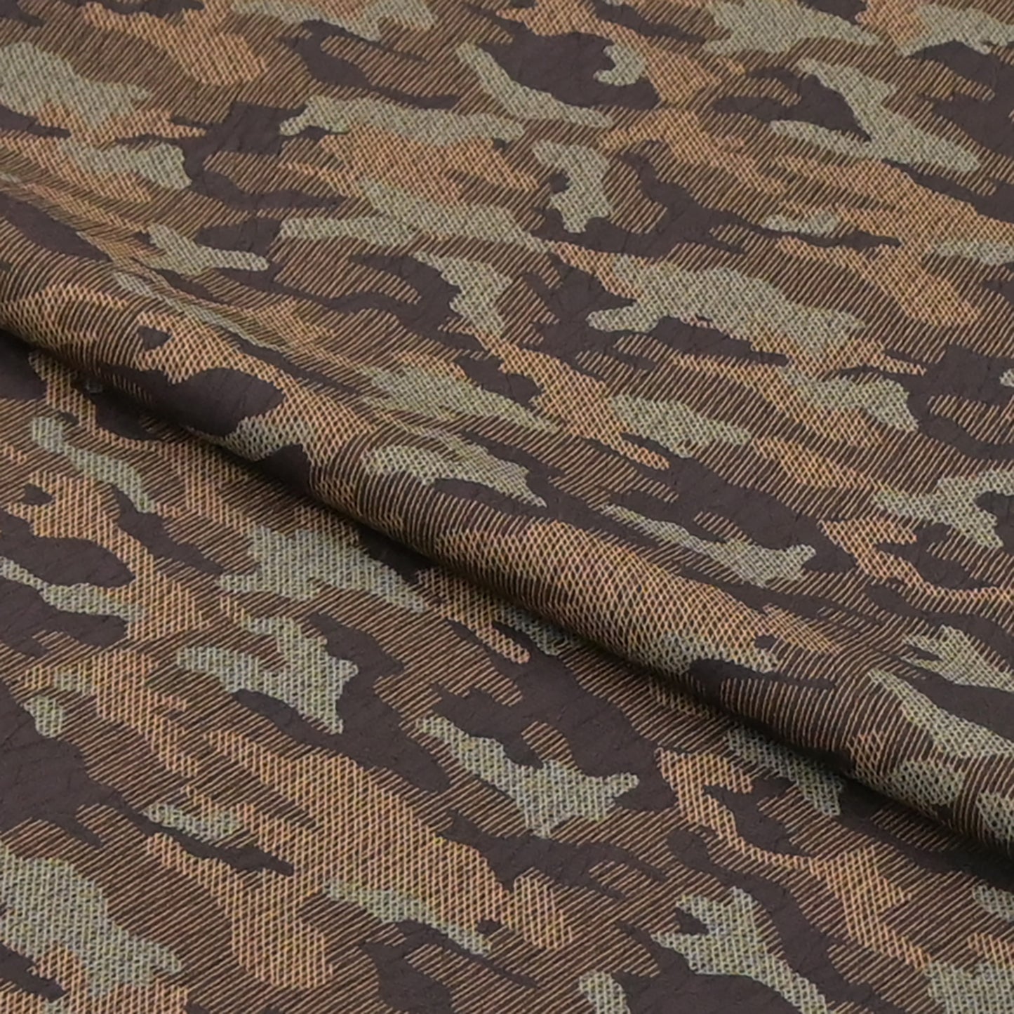 東レシルック 小紋 ～fuku～「カモフラージュ」ブラウン 【袷・単衣用】