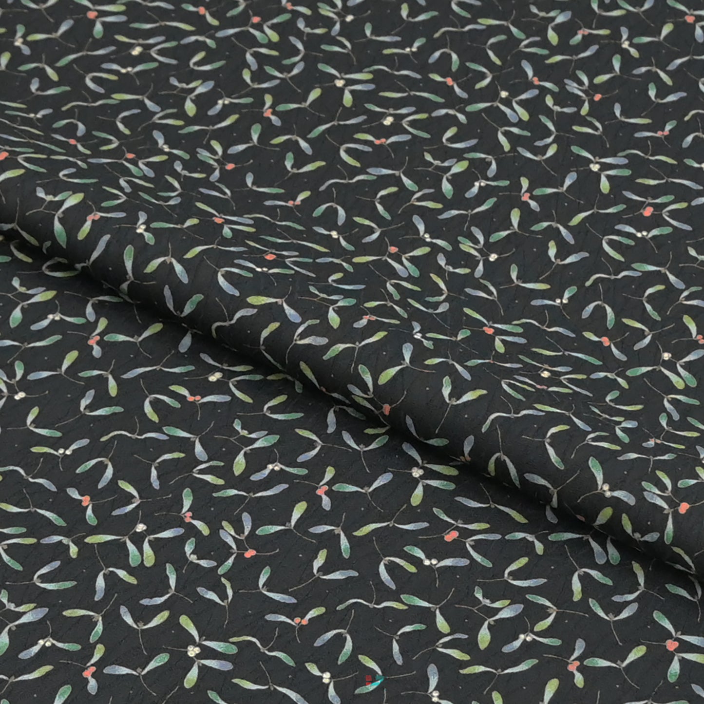 東レシルック 小紋 ～fuku～「ヤドリギ」ブラック 【袷・単衣用】