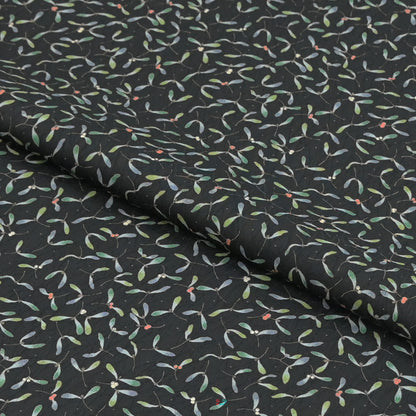 東レシルック 小紋 ～fuku～「ヤドリギ」ブラック 【袷・単衣用】