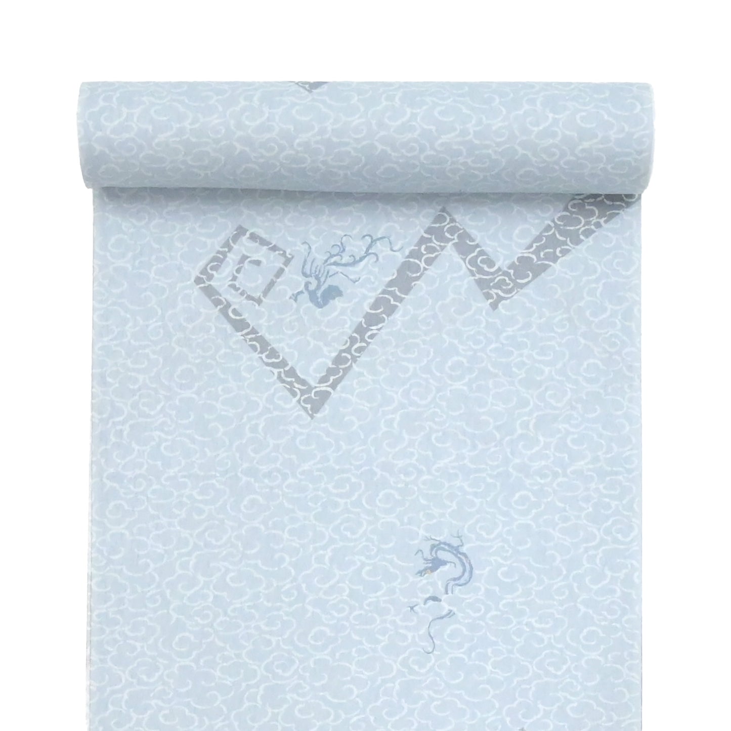 東レシルック 小紋 ～fuku～「雷雲に四神」ブルーグレー 【袷・単衣用】